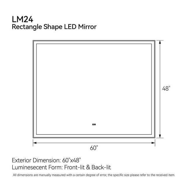 Modern LED Smart Mirror With Hiden Light Bathroom Mirror, Front Lit & Back Lit With 3 Color Adjustable, Memory Function, Anti-Fog, Time Mode Control