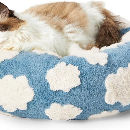 Lesure Cat Beds For Indoor Cats - Round Cat Bed Donut Small Dog Bed Calming Pet Beds, Cute Modern Beds With Jacquard Shaggy Plush & Anti Slip Bottom