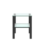 Table d'appoint en verre à deux niveaux, petite table ronde noire pour salon ou chambre, de la marque eprolo.