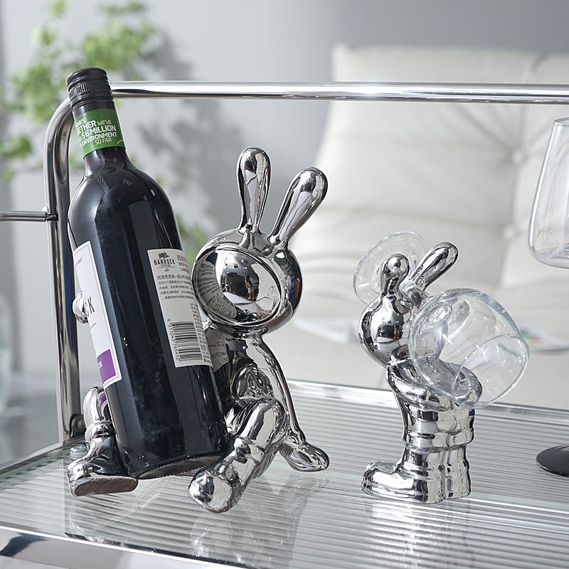 Râtelier à vin en lapin de luxe pour décoration intérieure, meuble à vin élégant pour salon ou salle à manger, artisanat eprolo