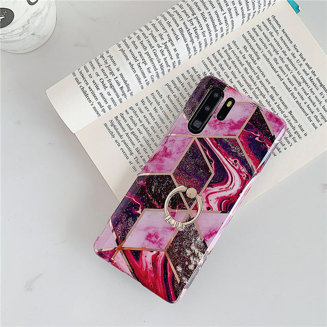 Electroplating mosaic marble ring phone case