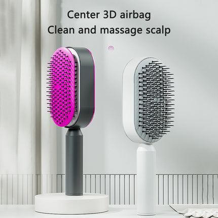 Self Cleaning Hair Brush For Women One-key Cleaning Hair Loss Airbag Massage Scalp Comb Anti-Static Hairbrush - Novah