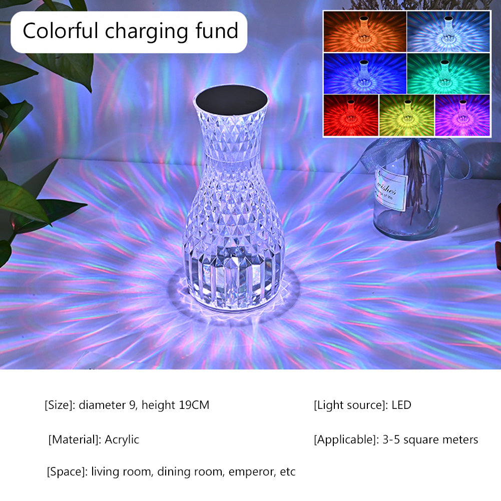 Lampe de nuit LED créative en forme de vase en cristal avec motifs de pétales, ambiance romantique et rechargeable, marque eprolo