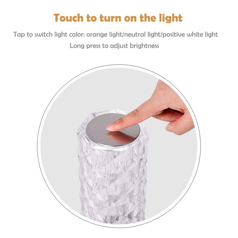 Lampe de bureau en acrylique et cristal eprolo avec lumière romantique rose, réglable, rechargeable USB, décoration de chambre.