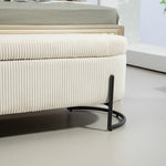 Ottoman de rangement eprolo COOLMOR avec coussin doux, siège avec charnière de sécurité, tissu beige, mobilier pratique et confortable.
