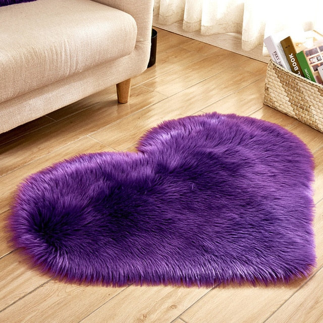Tapis en laine artificielle cœur d'amour eprolo, moelleux et fluffy, tapis de salon ou chambre, tapis de sol doux et confortable.