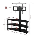 Support TV noir multifonctionnel de 35,4 pouces avec bras ajustable, pivotant et étagères 3 niveaux, de la marque eprolo.