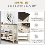Console rétro en bois de pin solide avec deux étagères ouvertes, finition espresso et beige, pour salon.