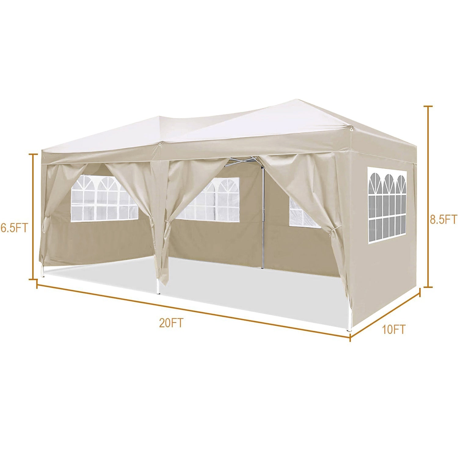 Abri pliant 10x20 pieds eprolo avec 6 parois amovibles, protection UPF 50+ pour activités extérieures et terrasse.