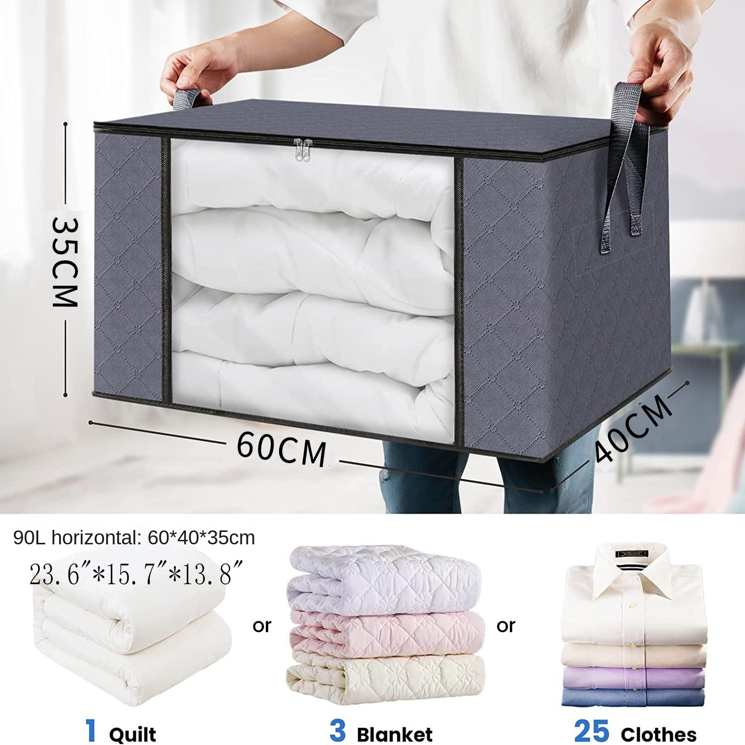 Pochette de rangement transparente avec fenêtre, sac de tri pour vêtements, marque eprolo, idéal pour organiser le linge.