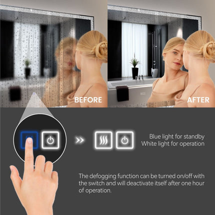 Modern LED Smart Mirror With Hiden Light Bathroom Mirror, Front Lit & Back Lit With 3 Color Adjustable, Memory Function, Anti-Fog, Time Mode Control