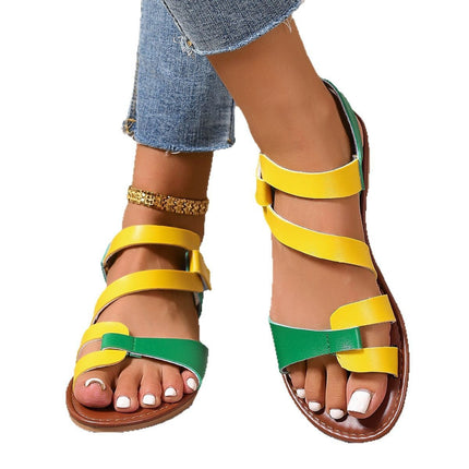 Women's Shoes Color Matching Velcro Women's Flat Sandals