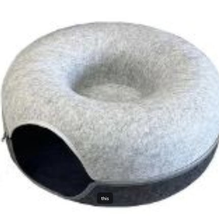 Four Seasons Available Cat Nest Round Woolen Felt Pet Dual-use Cat Nest Tunnel Interactive Training Toy Grey Felt Cat Nest