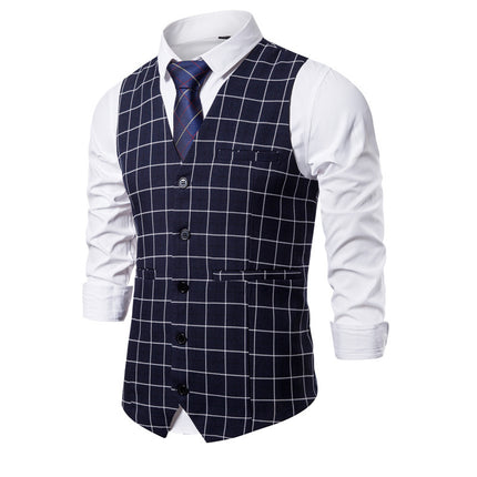 Men's Slim Fit Checkered Button Vest
