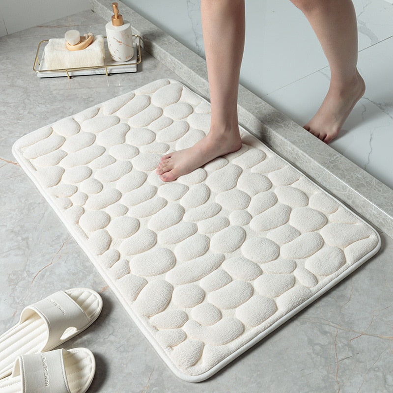 Tapis de bain antidérapant en mousse à mémoire de forme eprolo avec motif pierre, pour lavabo, baignoire ou sol de salle de bain