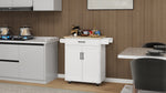 Mobilier d'entrée eprolo, îlot de cuisine roulant avec tiroir, portes, étagères ajustables et support pour serviettes.