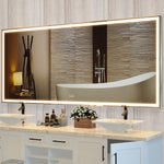 Grand miroir LED mural pour salle de bain de 72x32 pouces avec cadre en aluminium et 3 modes de lumière, miroir pleine longueur.