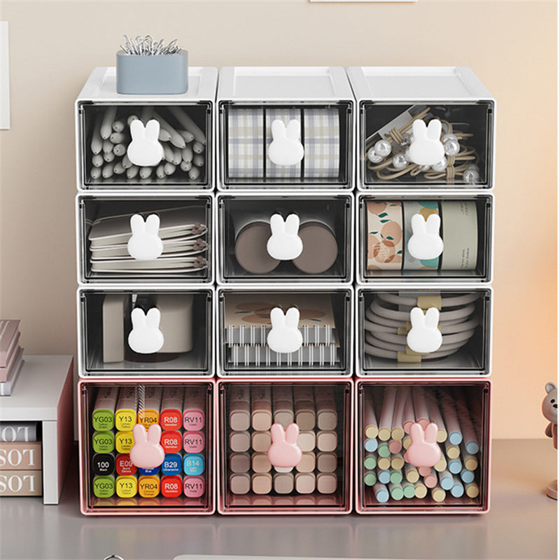 Boîte de rangement en plastique eprolo avec plusieurs tiroirs pour stockage de bureau ou maison, capacité large et organisation facile.