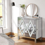 Armoire de rangement avec miroir eprolo, porte en bois et miroir intégré, idéale pour salle de bain ou chambre.