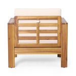 Table en bois d'acacia extérieur eprolo avec surface en bois clair et finition naturelle, idéale pour mobilier d'extérieur.
