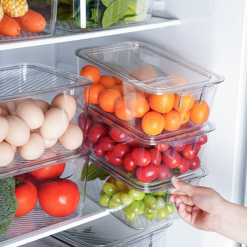 Boîte de rangement pour aliments eprolo avec couvercle pour fruits, légumes, œufs et aliments frais au réfrigérateur et congélateur.