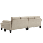 Canapé d'angle convertible en lin beige avec rangement, sofa moderne en tissu pour quatre personnes de la marque eprolo