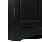 Armoire de rangement pour salle de bain noire en forme de triangle avec étagères ajustables, meuble autoportant pour cuisine et maison.