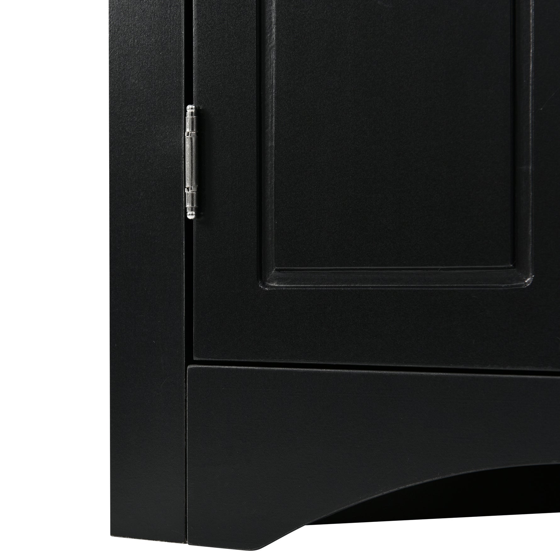 Armoire de rangement pour salle de bain noire en forme de triangle avec étagères ajustables, meuble autoportant pour cuisine et maison.