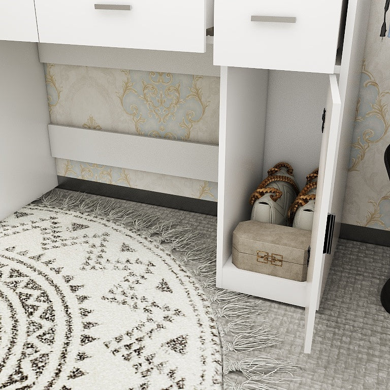 Miroir intelligent avec tiroirs et rangements, table de maquillage eprolo pour chambre ou dressing, design moderne et pratique.