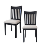 Chaise de salle à manger rembourrée noire eprolo, ensemble de 2, assise confortable pour cuisine ferme ou farmhouse.