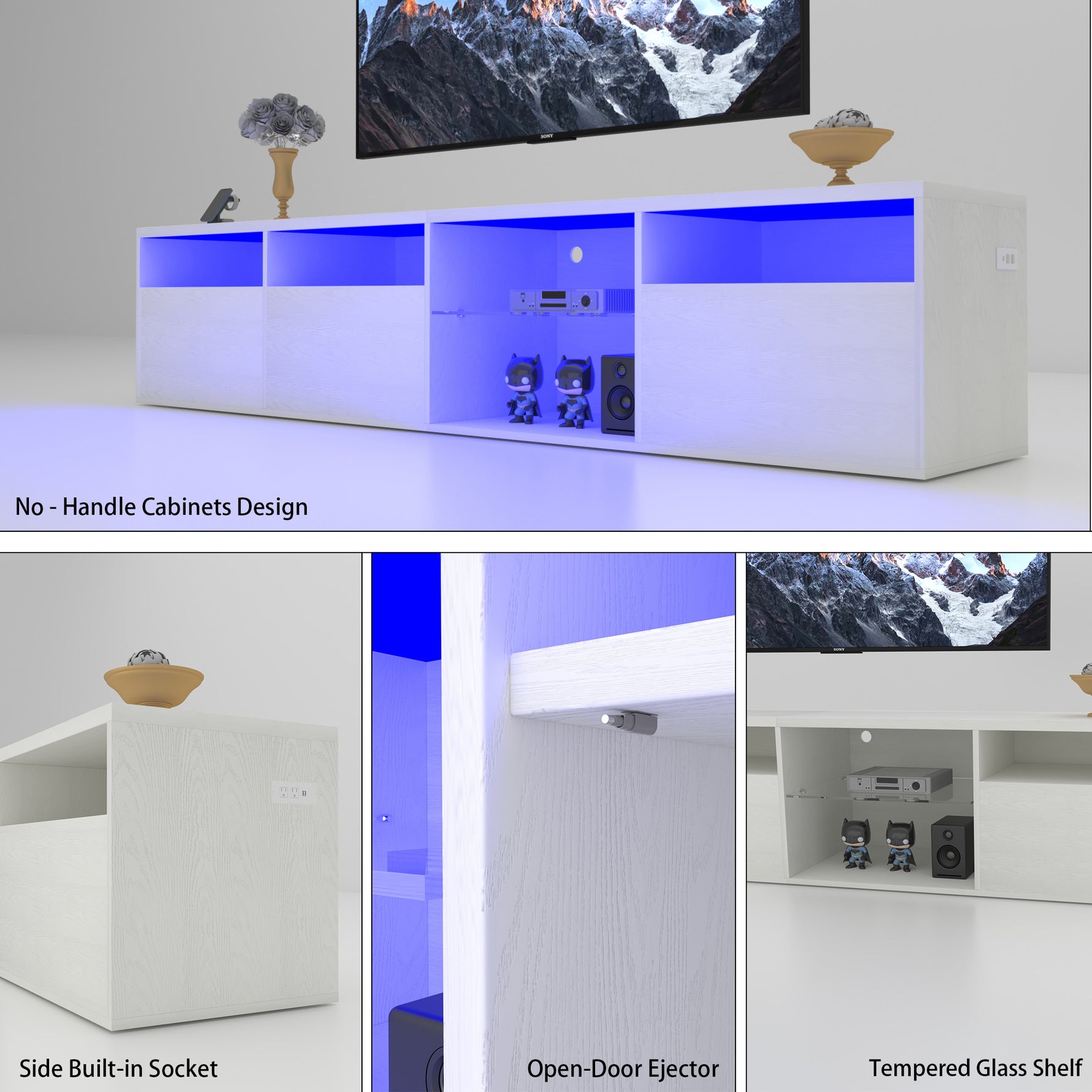 Console TV eprolo en bois avec espace de rangement, design moderne et finition élégante visible dans l'image.