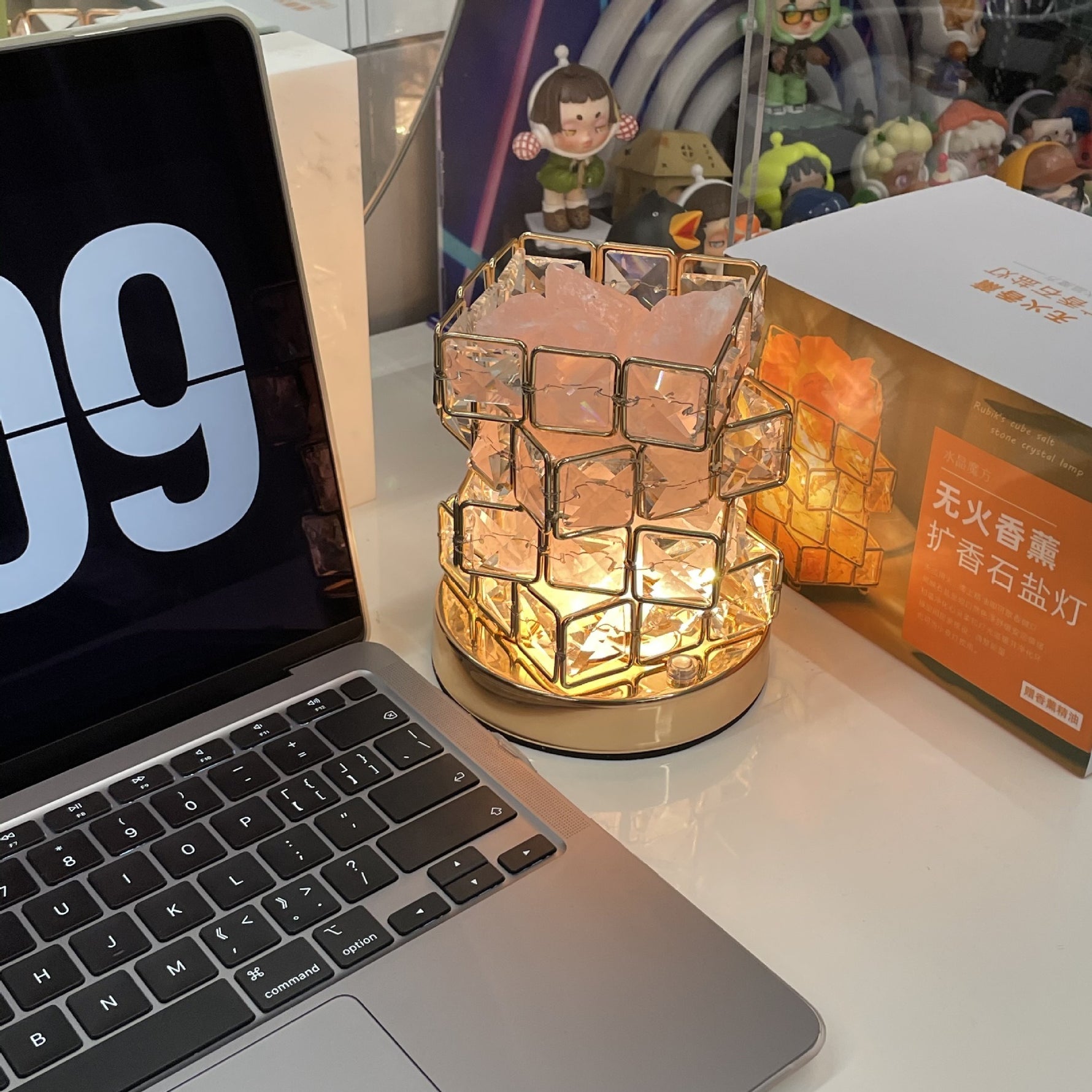 Lampe de table en cristal USB eprolo avec cube magique, trois couleurs et réglage de l'intensité pour ambiance romantique dans la chambre