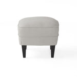 Fauteuil club moderne en tissu gris clair avec ottoman assorti, assise rembourrée et style élégant, par eprolo.