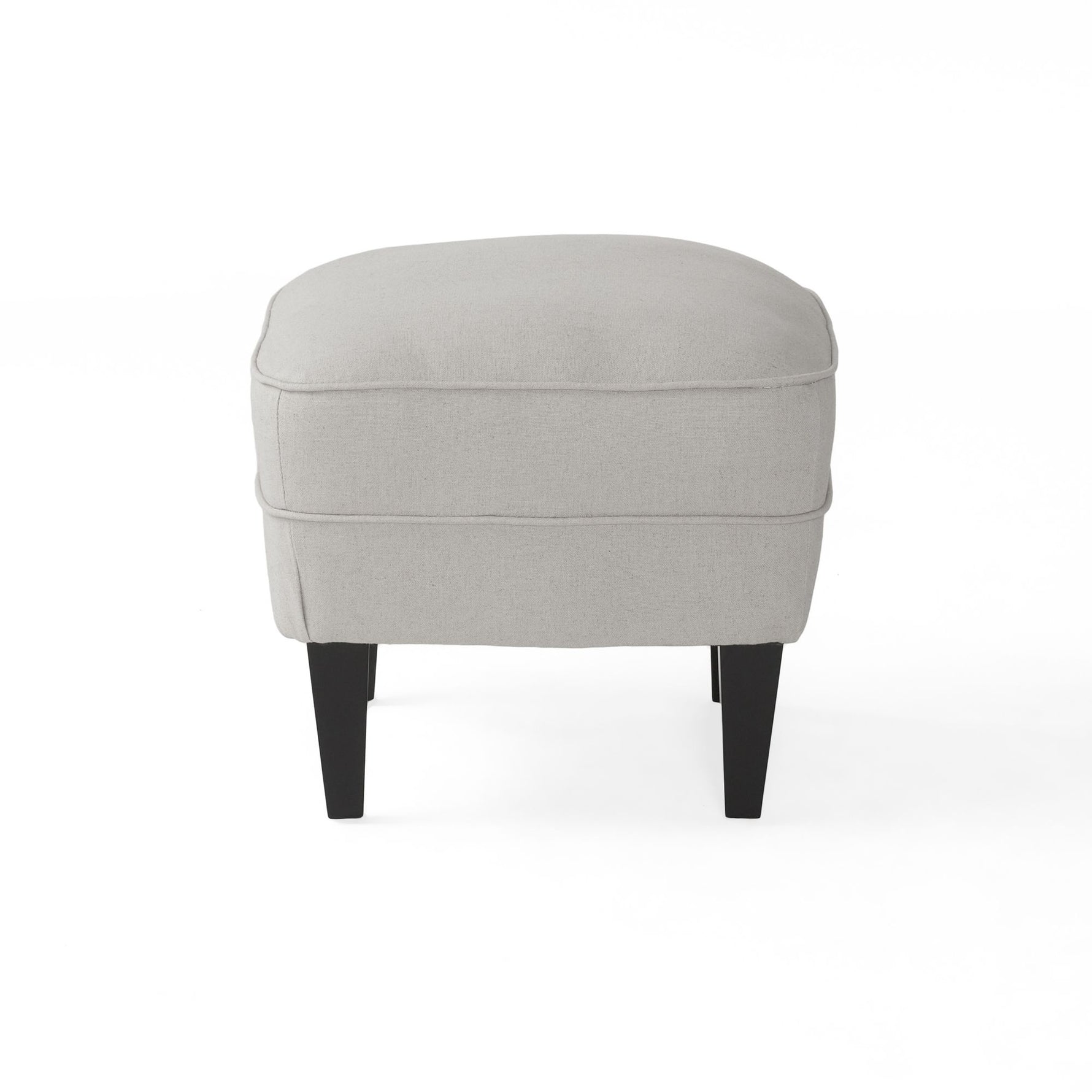 Fauteuil club moderne en tissu gris clair avec ottoman assorti, assise rembourrée et style élégant, par eprolo.