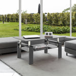 Ensemble de 2 tables basses modernes en verre trempé noir, tables d'appoint carrées pour salon, par eprolo.
