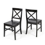 Deux chaises de salle à manger en acacia noir de la marque eprolo, style ferme, avec dossier courbé et finition élégante.