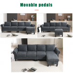 Canapé sectionnel convertible avec espace de rangement eprolo, montrant la configuration modulable et le tissu gris moderne.