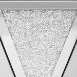 Table d'appoint carrée en miroir argenté U-Can 13,8'' avec cristaux broyés, design moderne pour salon, sans assemblage.