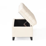 Pouf de rangement Juliana de la marque eprolo, tissu gris clair, design compact et pratique pour le salon ou la chambre.
