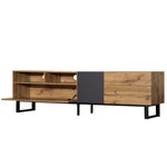 Meuble TV moderne eprolo pour téléviseur 80 pouces avec double espace de rangement, en bois élégant et design contemporain.