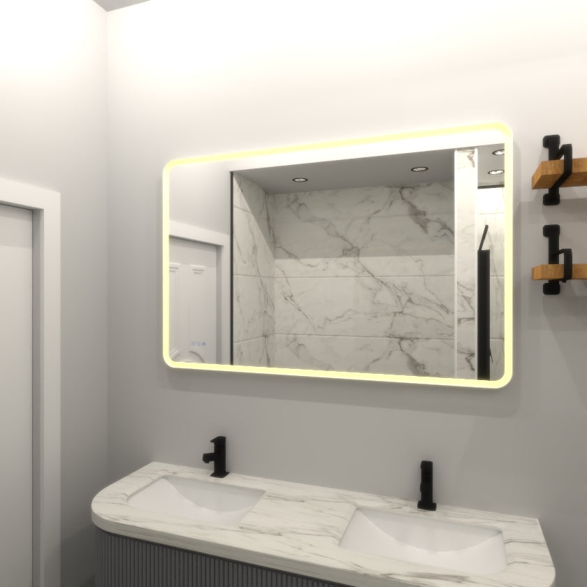 Miroir LED de salle de bain eprolo, miroir moderne avec éclairage intégré, reflet clair et design élégant pour salle de bain.