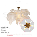 Suspension en plumes pour chambre, lampe à suspendre eprolo avec abat-jour léger et élégant, éclairage doux et moderne.