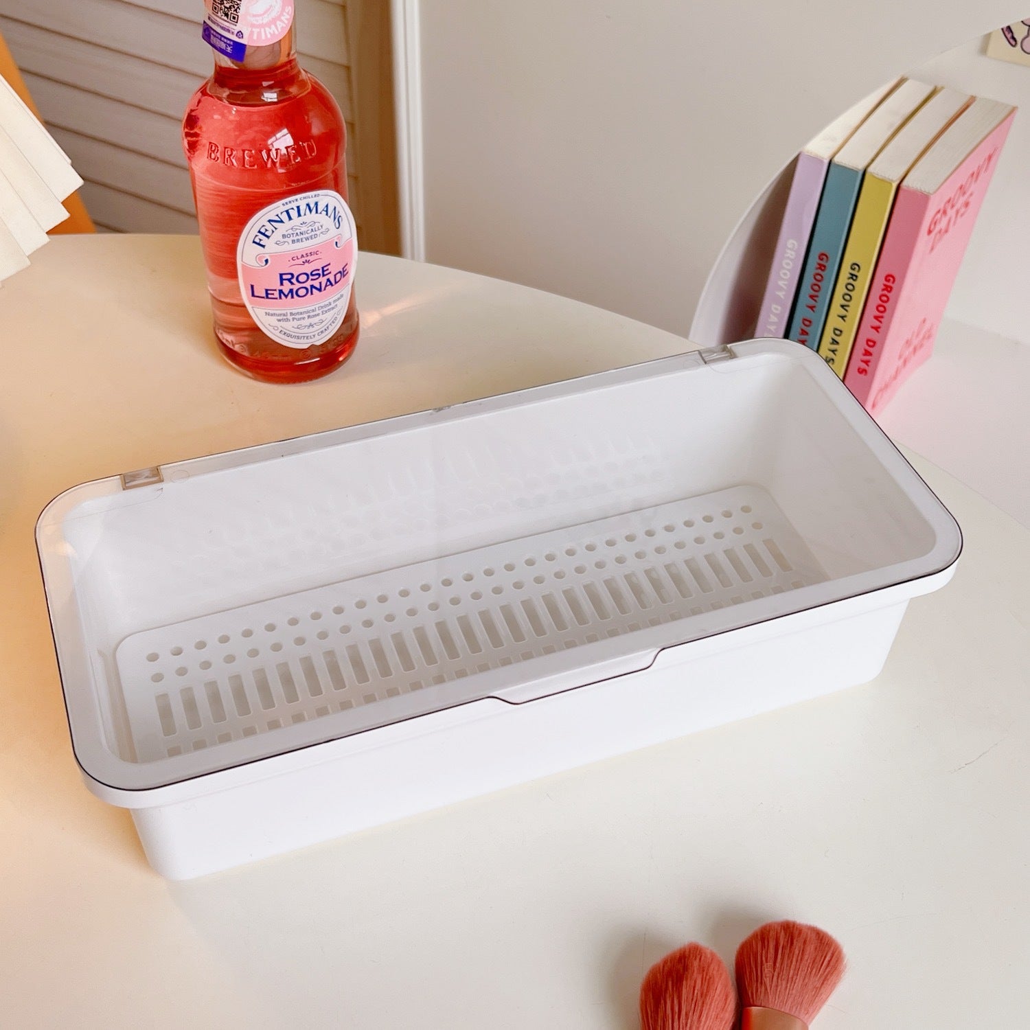Boîte de rangement pour cosmétiques eprolo, grande capacité, avec couvercle, stockage simple pour pinceaux de maquillage et œufs de beauté