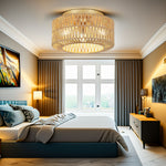 Plafonnier eprolo style bohème avec 3 lumières, abat-jour en rotin tressé, montage au plafond, décoration rustique et naturelle