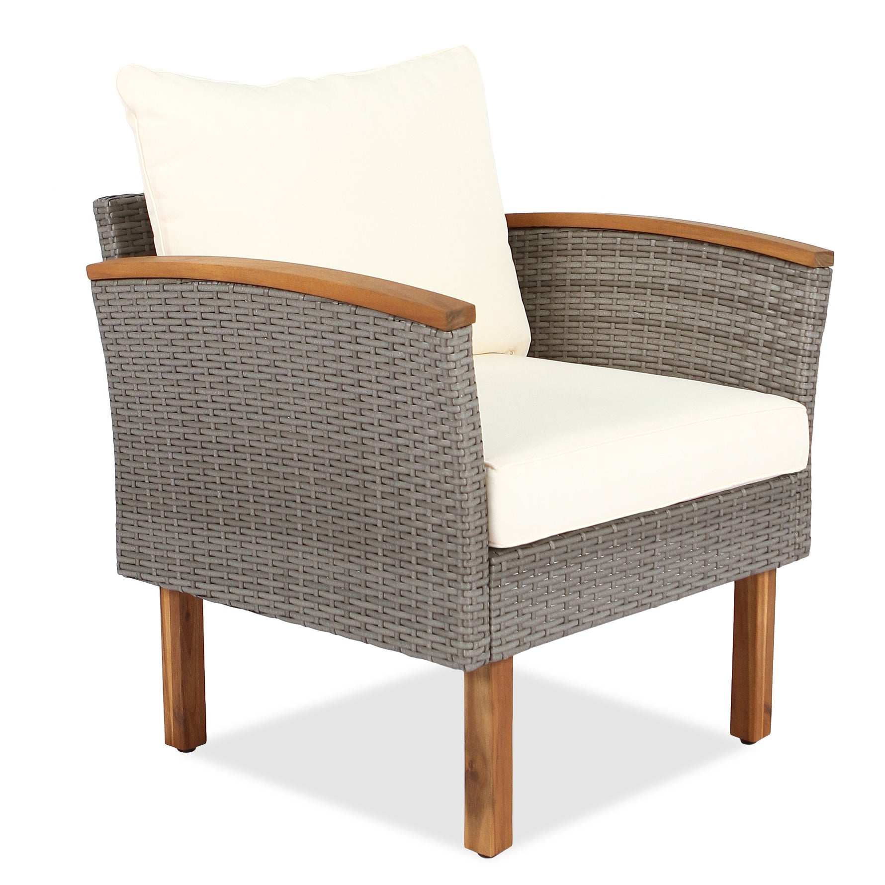 Ensemble de mobilier de patio en rotin eprolo avec 9 pièces, table en acacia, coussins beiges lavables, sofa avec table basse.