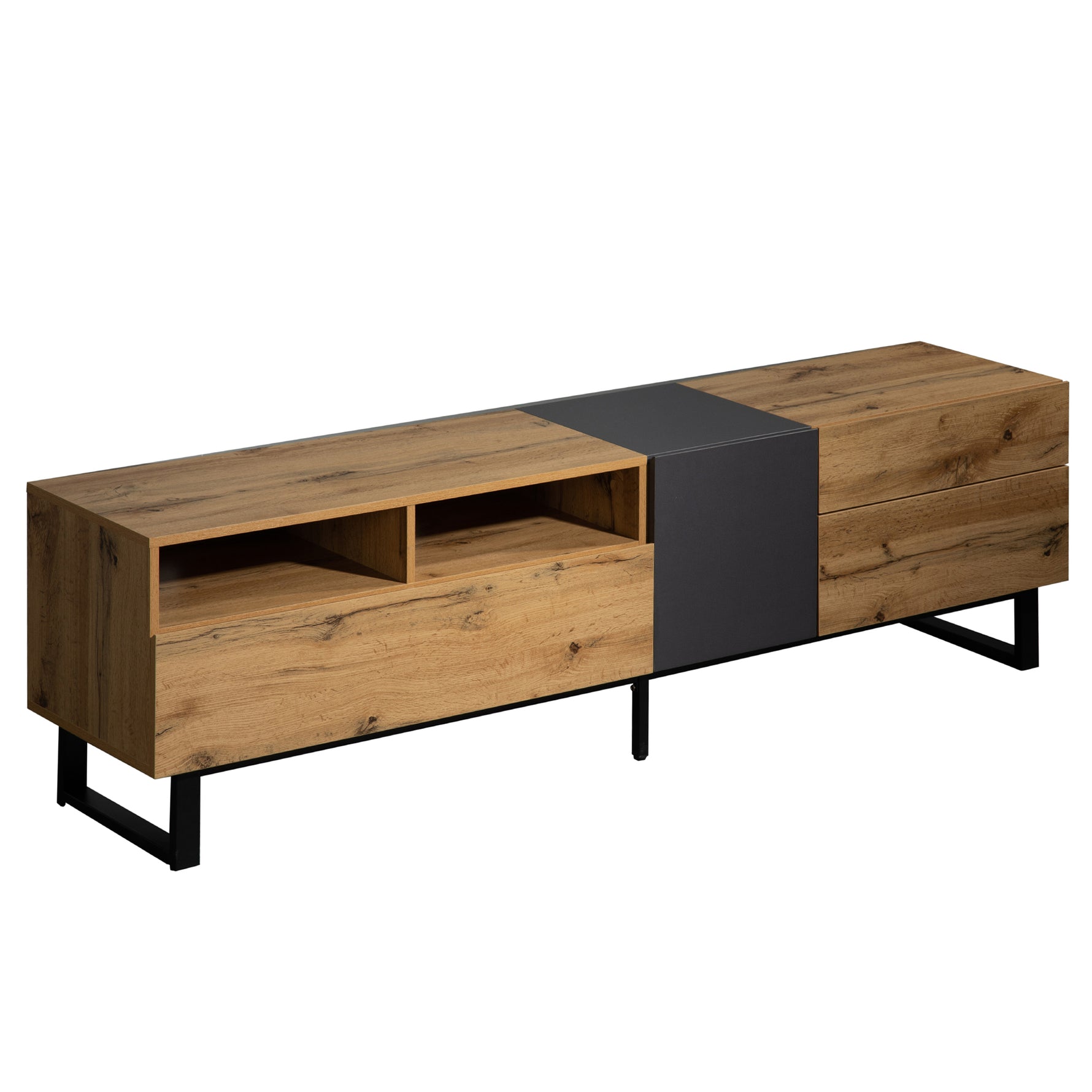 Meuble TV moderne pour téléviseur 80 pouces avec double espace de rangement, meuble en bois élégant d'eprolo.