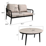 Canapé d'extérieur en aluminium eprolo, ensemble de salon moderne avec deux fauteuils pour conversation en patio.