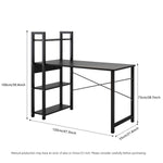 Bureau eprolo en métal et bois avec cadre en acier, espace pour ordinateur, 4 étagères de rangement, pour étudiant.