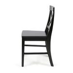 Chaise de salle à manger Roshan Farmhouse en acacia noire, lot de 2, style rustique, conçue par eprolo, vue de face.