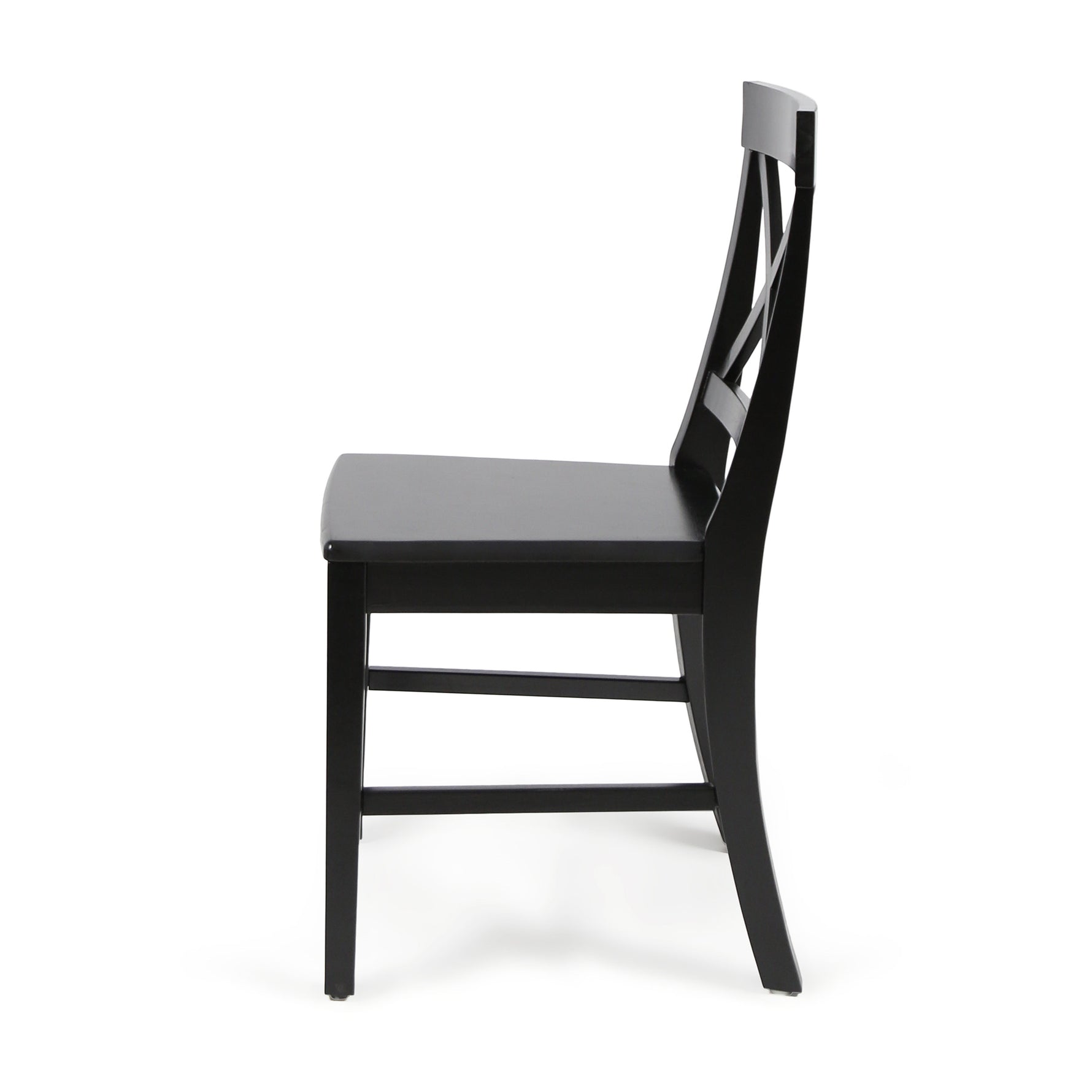 Chaise de salle à manger Roshan Farmhouse en acacia noire, lot de 2, style rustique, conçue par eprolo, vue de face.